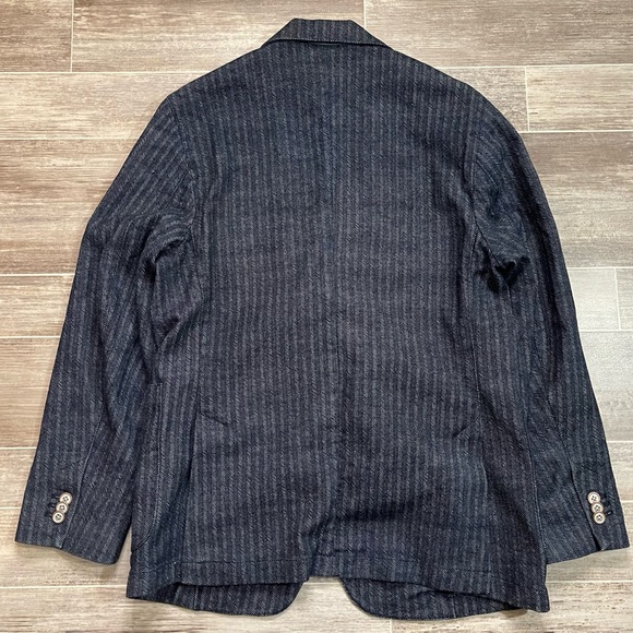 Scott James Denim Pin Stripe Blazer Dark Wash - Picture 3 of 8